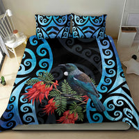Tui Bird Kakabeak New Zealand Bedding Set Clianthus Galaxy Maori Koru Pattern