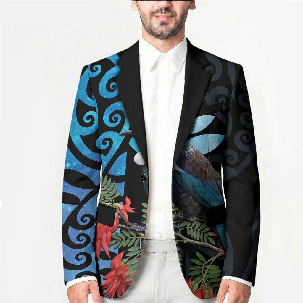 Tui Bird Kakabeak New Zealand Blazer Clianthus Galaxy Maori Koru Pattern