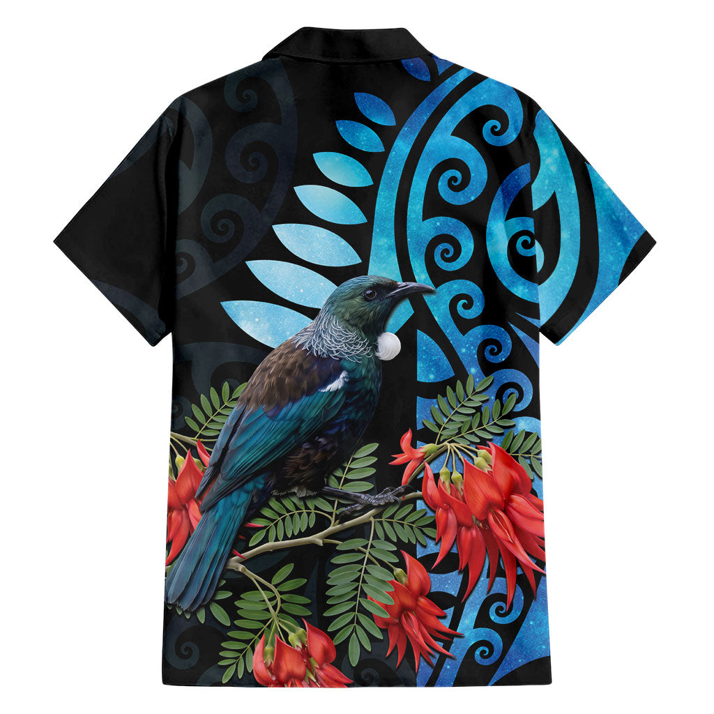 Tui Bird Kakabeak New Zealand Family Matching Tank Maxi Dress and Hawaiian Shirt Clianthus Galaxy Maori Koru Pattern LT22 - Polynesian Pride