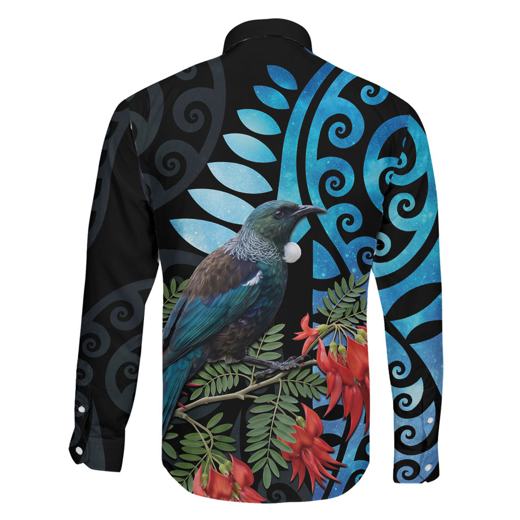 Tui Bird Kakabeak New Zealand Family Matching Tank Maxi Dress and Hawaiian Shirt Clianthus Galaxy Maori Koru Pattern LT22 - Polynesian Pride