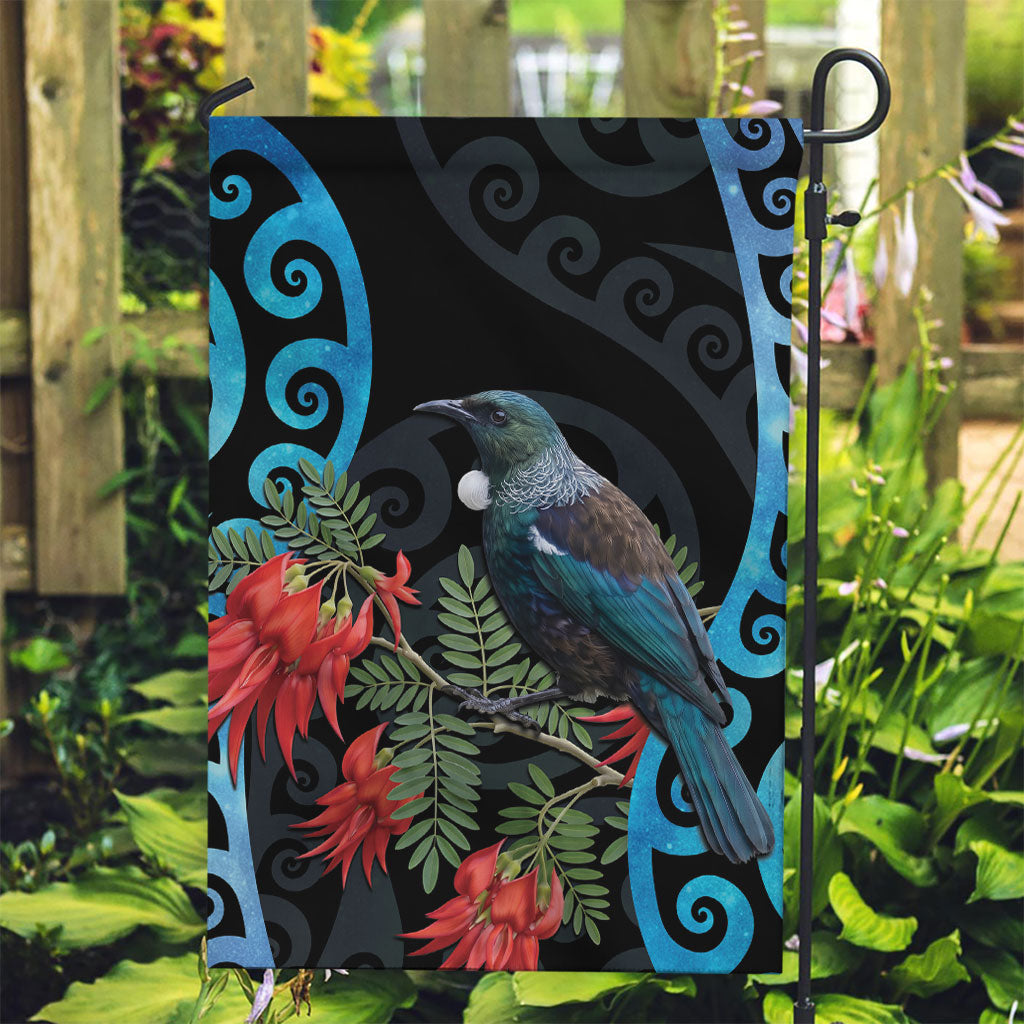 Tui Bird Kakabeak New Zealand Garden Flag Clianthus Galaxy Maori Koru Pattern