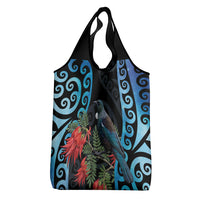 Tui Bird Kakabeak New Zealand Grocery Bag Clianthus Galaxy Maori Koru Pattern