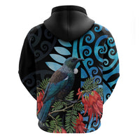 Tui Bird Kakabeak New Zealand Hoodie Clianthus Galaxy Maori Koru Pattern