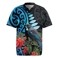 Tui Bird Kakabeak New Zealand Rugby Jersey Clianthus Galaxy Maori Koru Pattern