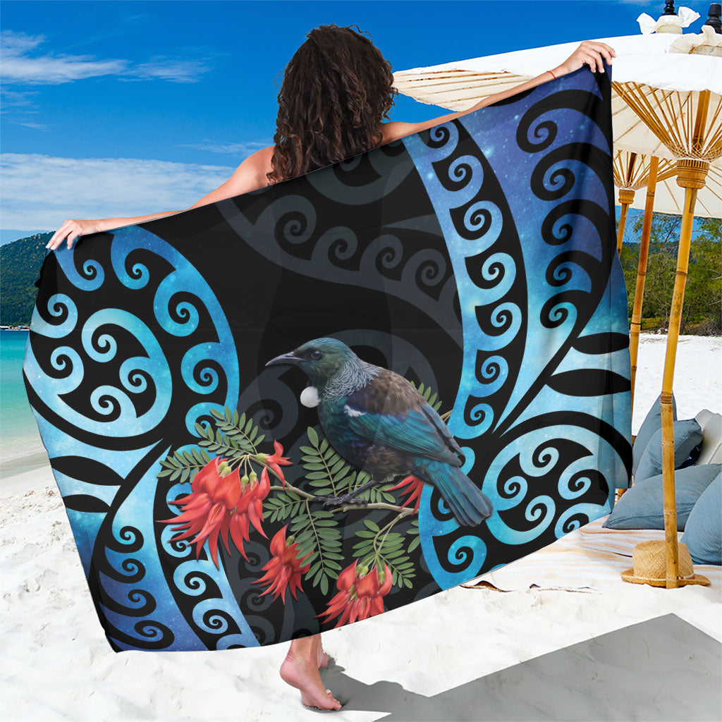 Tui Bird Kakabeak New Zealand Sarong Clianthus Galaxy Maori Koru Pattern