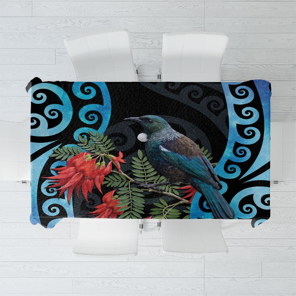 Tui Bird Kakabeak New Zealand Tablecloth Clianthus Galaxy Maori Koru Pattern