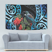 Tui Bird Kakabeak New Zealand Tapestry Clianthus Galaxy Maori Koru Pattern