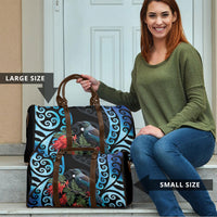 Tui Bird Kakabeak New Zealand Travel Bag Clianthus Galaxy Maori Koru Pattern