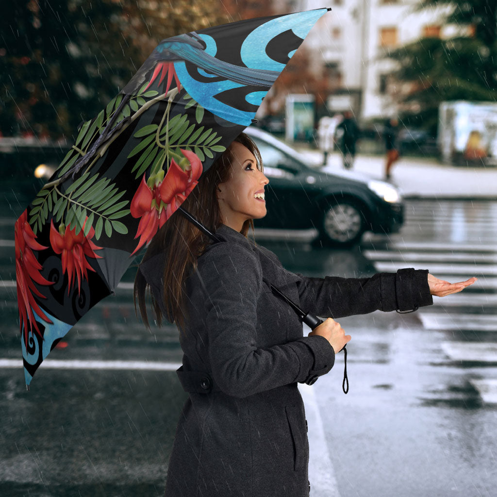 Tui Bird Kakabeak New Zealand Umbrella Clianthus Galaxy Maori Koru Pattern