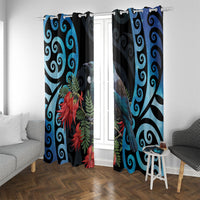 Tui Bird Kakabeak New Zealand Window Curtain Clianthus Galaxy Maori Koru Pattern