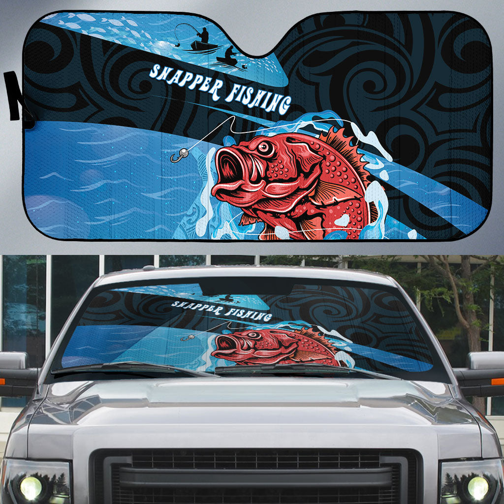 Snapper Fishing New Zealand Auto Sun Shade Tamure Fish Hook Maori Pattern