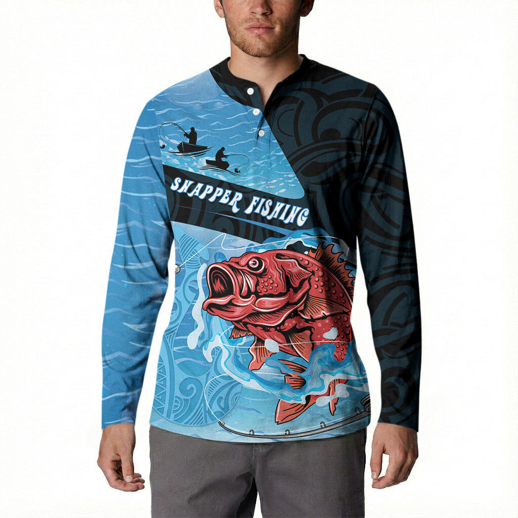 Personalised Snapper Fishing New Zealand Button Sweatshirt Tamure Fish Hook Maori Pattern