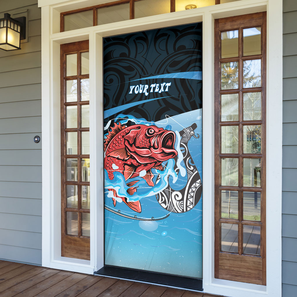 Personalised Snapper Fishing New Zealand Door Cover Tamure Fish Hook Maori Pattern