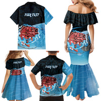 Personalised Snapper Fishing New Zealand Family Matching Mermaid Dress and Hawaiian Shirt Tamure Fish Hook Maori Pattern LT22 - Polynesian Pride