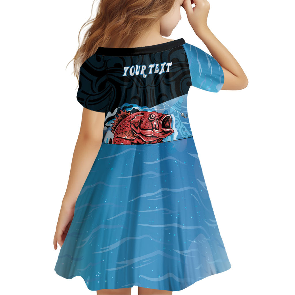 Personalised Snapper Fishing New Zealand Family Matching Off The Shoulder Long Sleeve Dress and Hawaiian Shirt Tamure Fish Hook Maori Pattern LT22 - Polynesian Pride