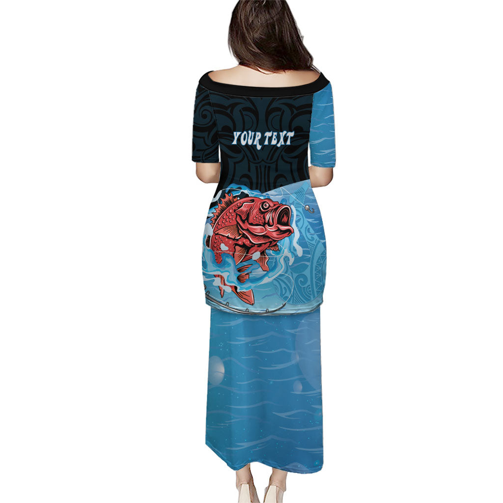 Personalised Snapper Fishing New Zealand Family Matching Puletasi and Hawaiian Shirt Tamure Fish Hook Maori Pattern LT22 - Polynesian Pride