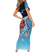 Personalised Snapper Fishing New Zealand Family Matching Short Sleeve Bodycon Dress and Hawaiian Shirt Tamure Fish Hook Maori Pattern LT22 - Polynesian Pride