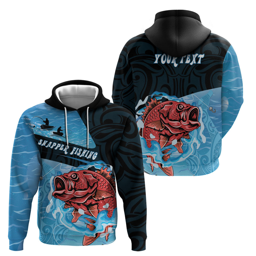 Personalised Snapper Fishing New Zealand Hoodie Tamure Fish Hook Maori Pattern