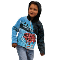 Personalised Snapper Fishing New Zealand Kid Hoodie Tamure Fish Hook Maori Pattern
