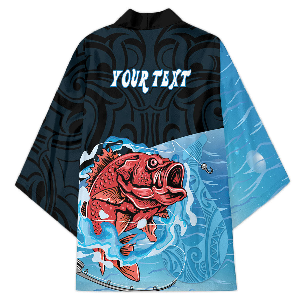 Personalised Snapper Fishing New Zealand Kimono Tamure Fish Hook Maori Pattern