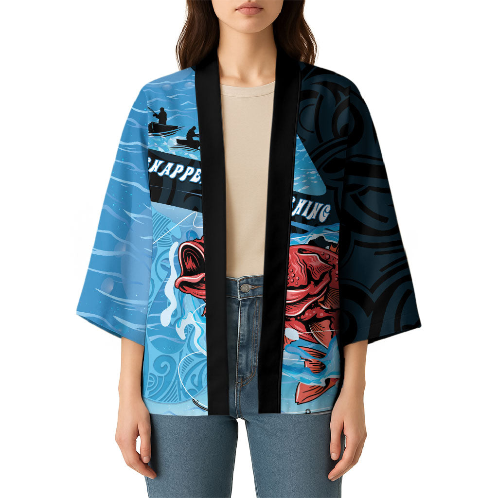 Personalised Snapper Fishing New Zealand Kimono Tamure Fish Hook Maori Pattern