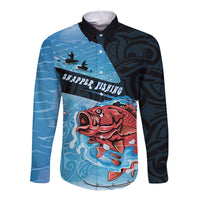 Personalised Snapper Fishing New Zealand Long Sleeve Button Shirt Tamure Fish Hook Maori Pattern