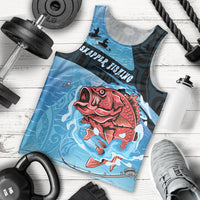 Personalised Snapper Fishing New Zealand Men Tank Top Tamure Fish Hook Maori Pattern