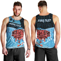 Personalised Snapper Fishing New Zealand Men Tank Top Tamure Fish Hook Maori Pattern