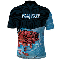 Personalised Snapper Fishing New Zealand Polo Shirt Tamure Fish Hook Maori Pattern