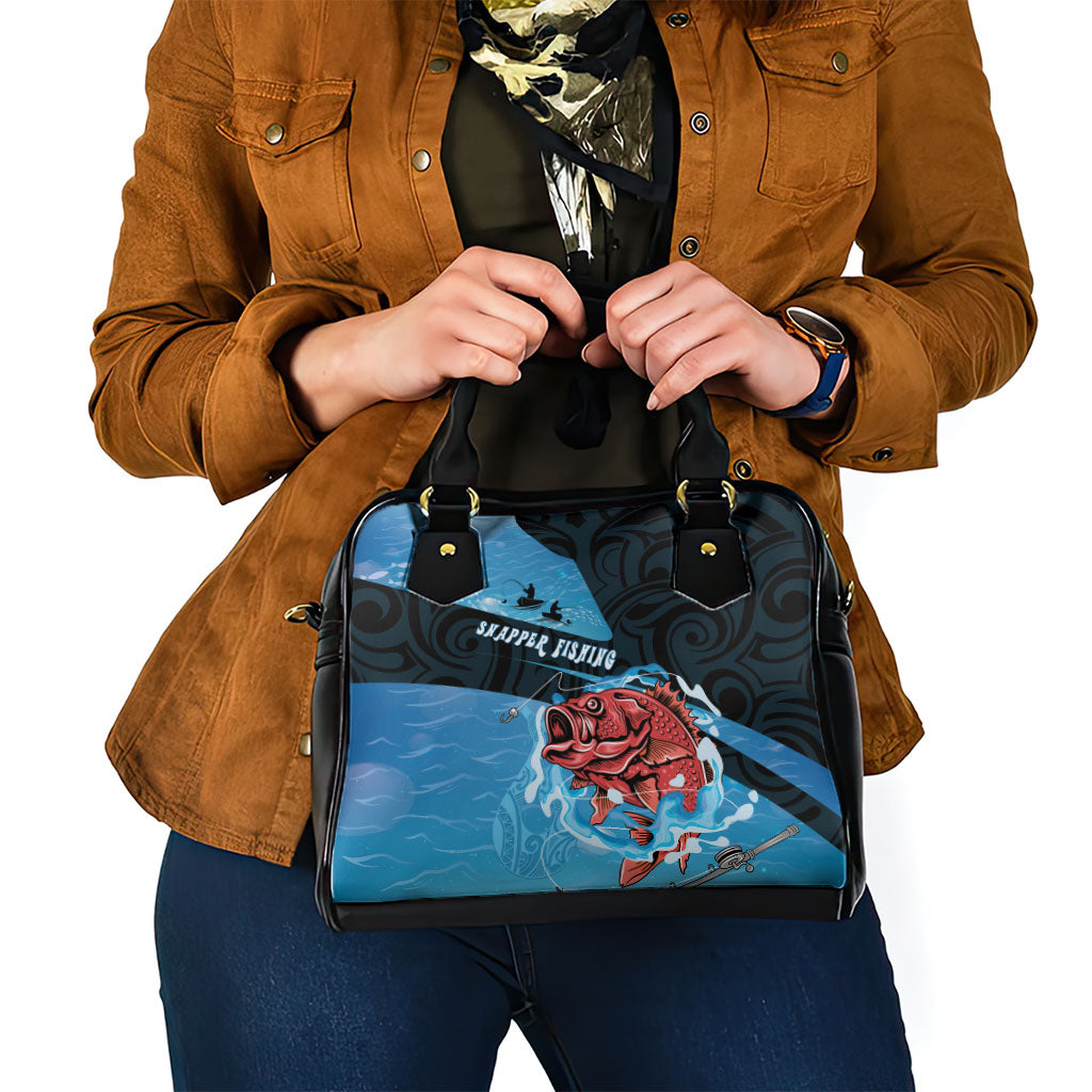 Snapper Fishing New Zealand Shoulder Handbag Tamure Fish Hook Maori Pattern