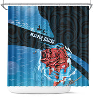 Snapper Fishing New Zealand Shower Curtain Tamure Fish Hook Maori Pattern