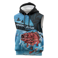 Personalised Snapper Fishing New Zealand Sleeveless Hoodie Tamure Fish Hook Maori Pattern