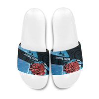 Snapper Fishing New Zealand Slide Sandals Tamure Fish Hook Maori Pattern