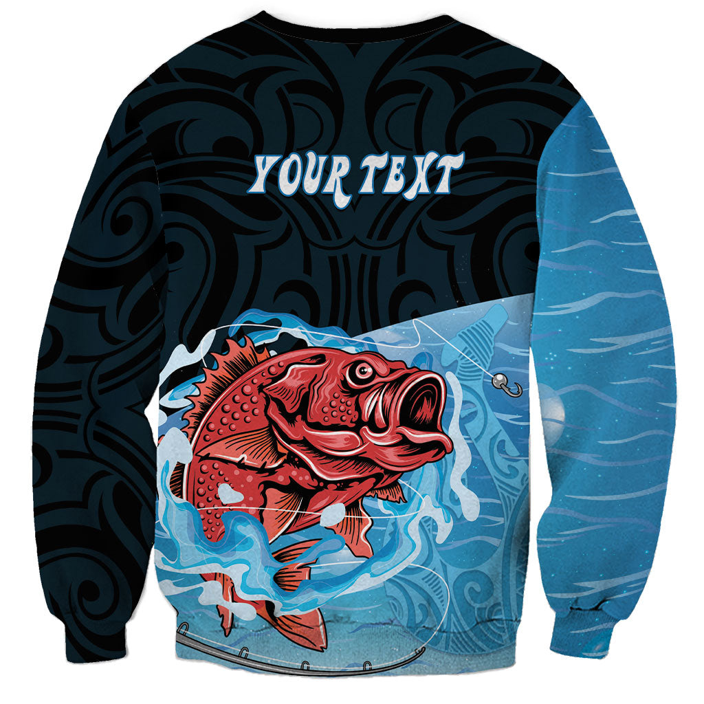 Personalised Snapper Fishing New Zealand Sweatshirt Tamure Fish Hook Maori Pattern
