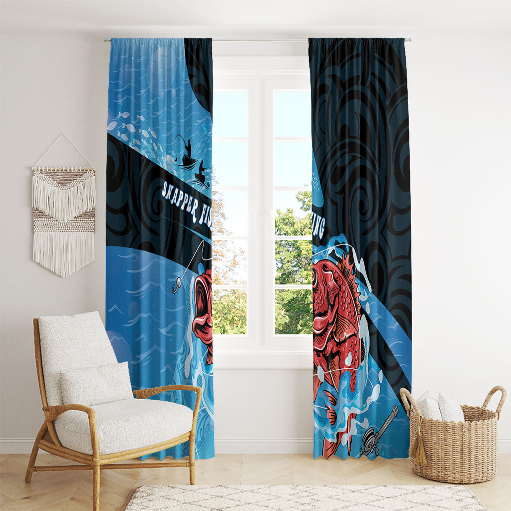 Snapper Fishing New Zealand Window Curtain Tamure Fish Hook Maori Pattern