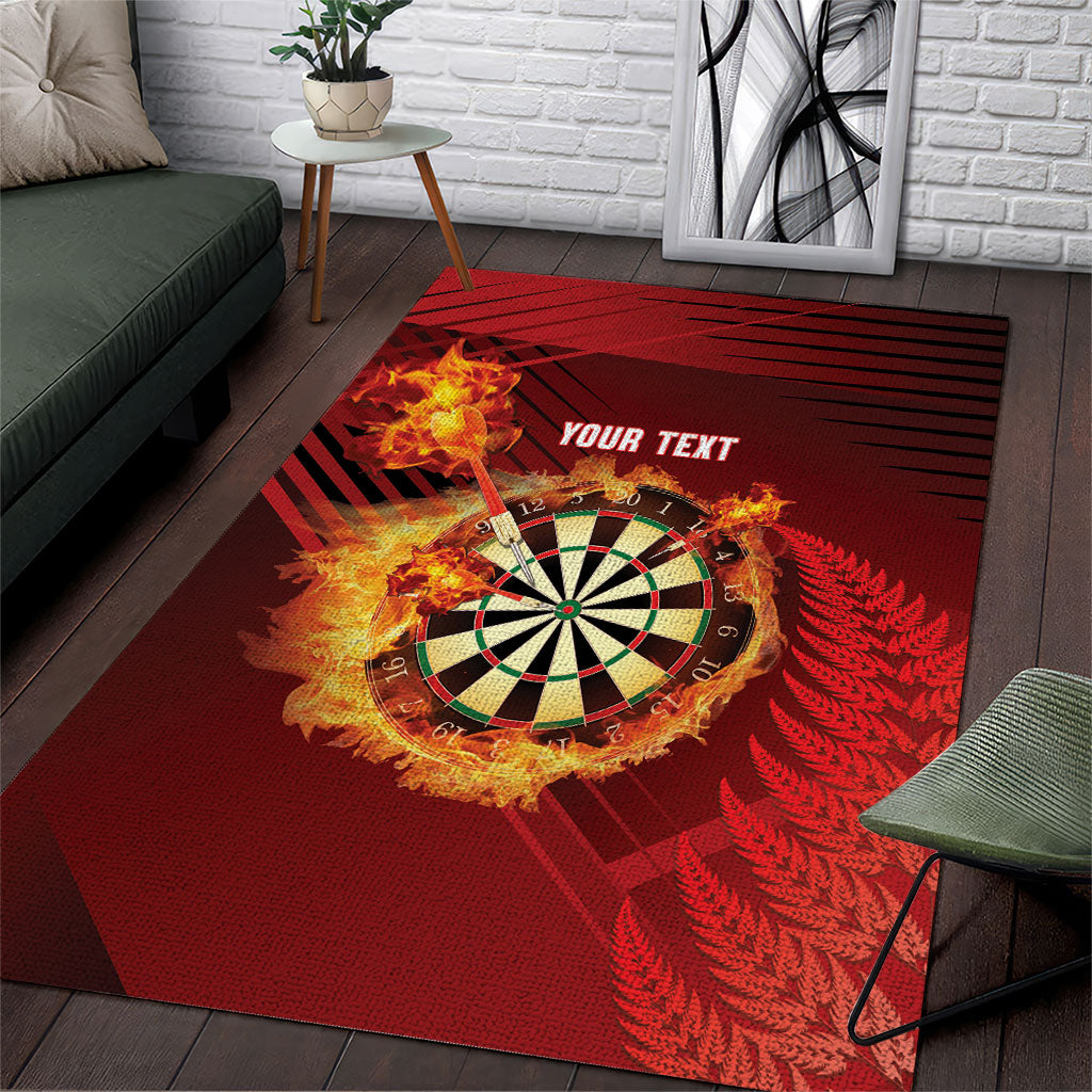 Personalised Darts New Zealand Area Rug Silver Fern Red Color