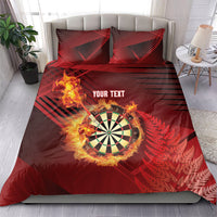 Personalised Darts New Zealand Bedding Set Silver Fern Red Color