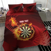 Personalised Darts New Zealand Bedding Set Silver Fern Red Color