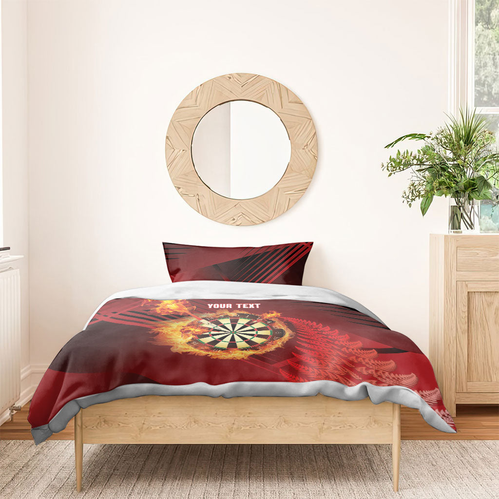 Personalised Darts New Zealand Bedding Set Silver Fern Red Color