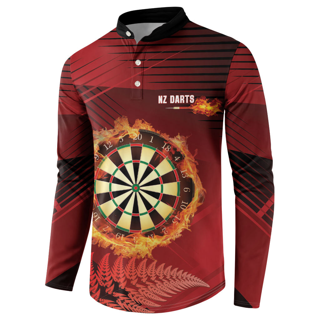 Personalised Darts New Zealand Button Sweatshirt Silver Fern Red Color