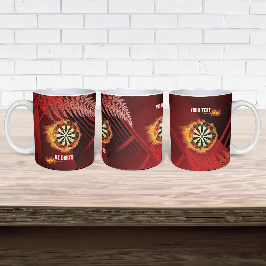 Personalised Darts New Zealand Ceramic Mug Silver Fern Red Color