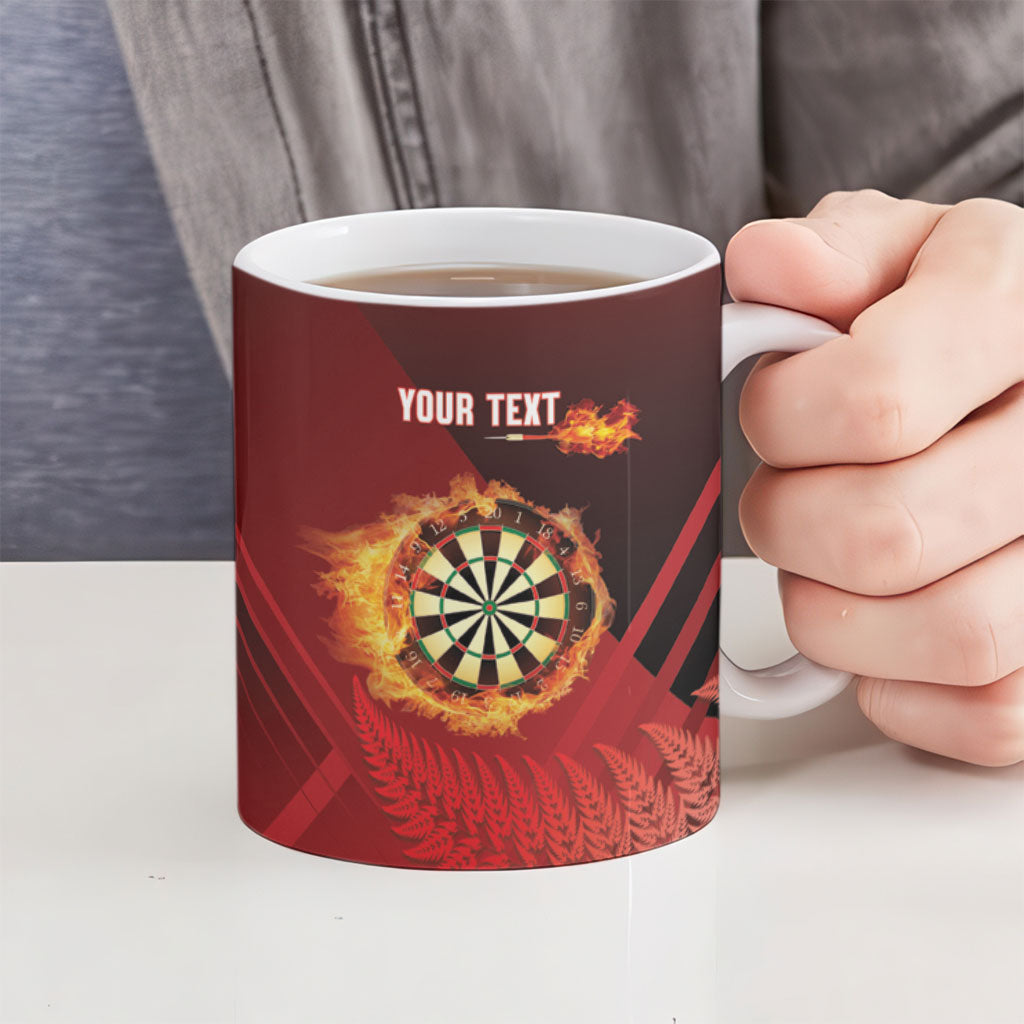 Personalised Darts New Zealand Ceramic Mug Silver Fern Red Color