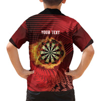 Personalised Darts New Zealand Family Matching Puletasi and Hawaiian Shirt Silver Fern Red Color