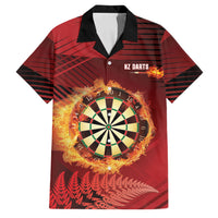 Personalised Darts New Zealand Family Matching Puletasi and Hawaiian Shirt Silver Fern Red Color