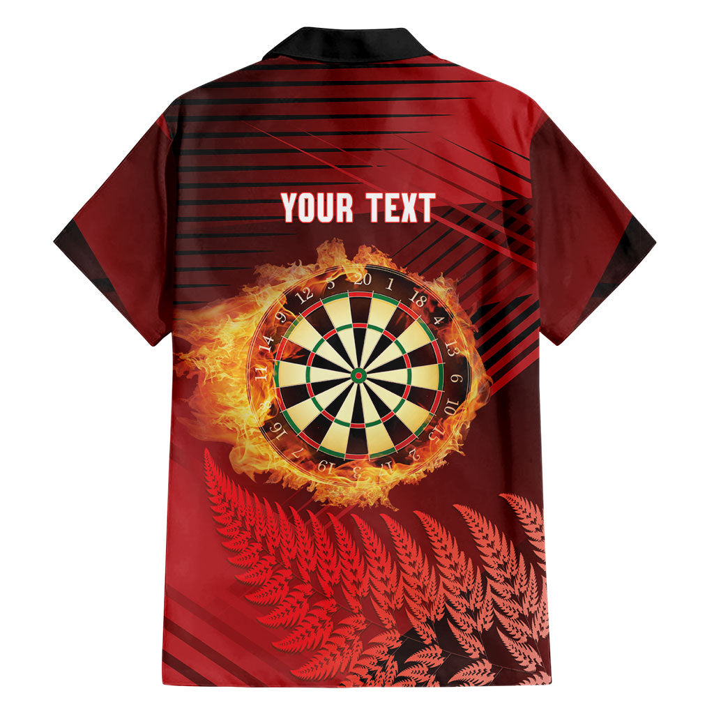 Personalised Darts New Zealand Family Matching Summer Maxi Dress and Hawaiian Shirt Silver Fern Red Color