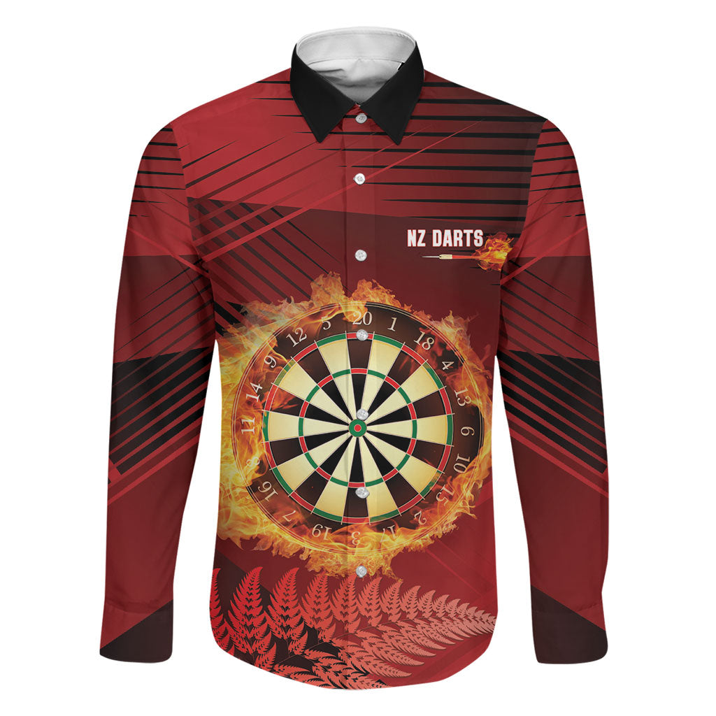 Personalised Darts New Zealand Family Matching Summer Maxi Dress and Hawaiian Shirt Silver Fern Red Color