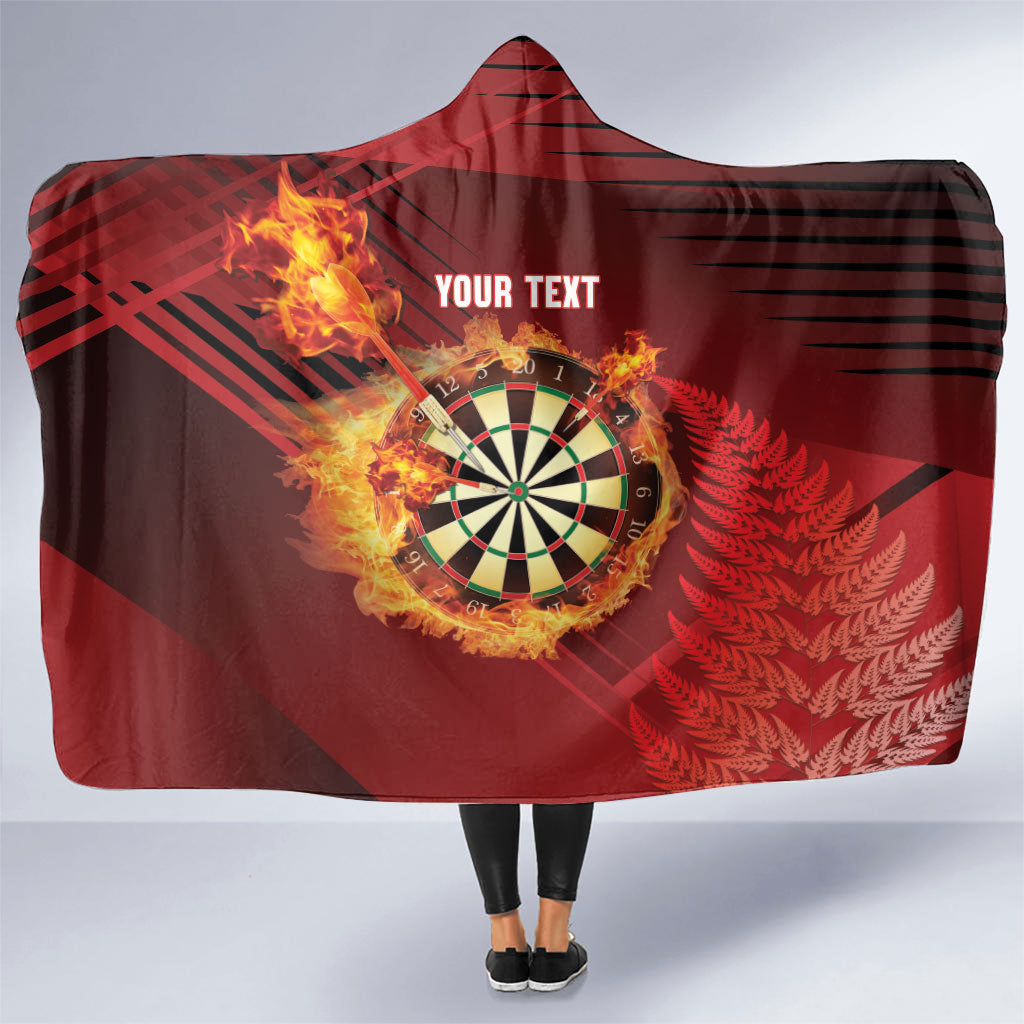 Personalised Darts New Zealand Hooded Blanket Silver Fern Red Color