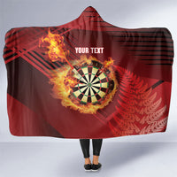 Personalised Darts New Zealand Hooded Blanket Silver Fern Red Color
