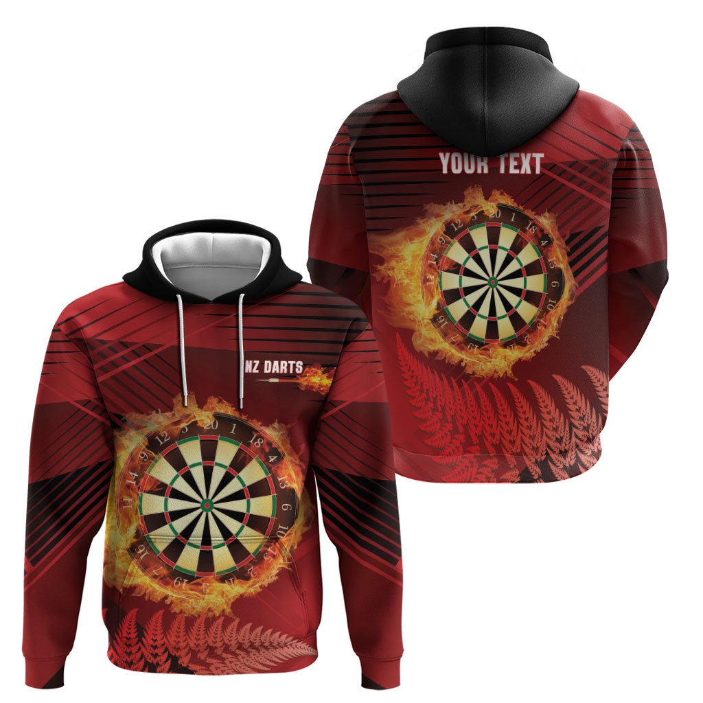 Personalised Darts New Zealand Hoodie Silver Fern Red Color LT22 - Polynesian Pride