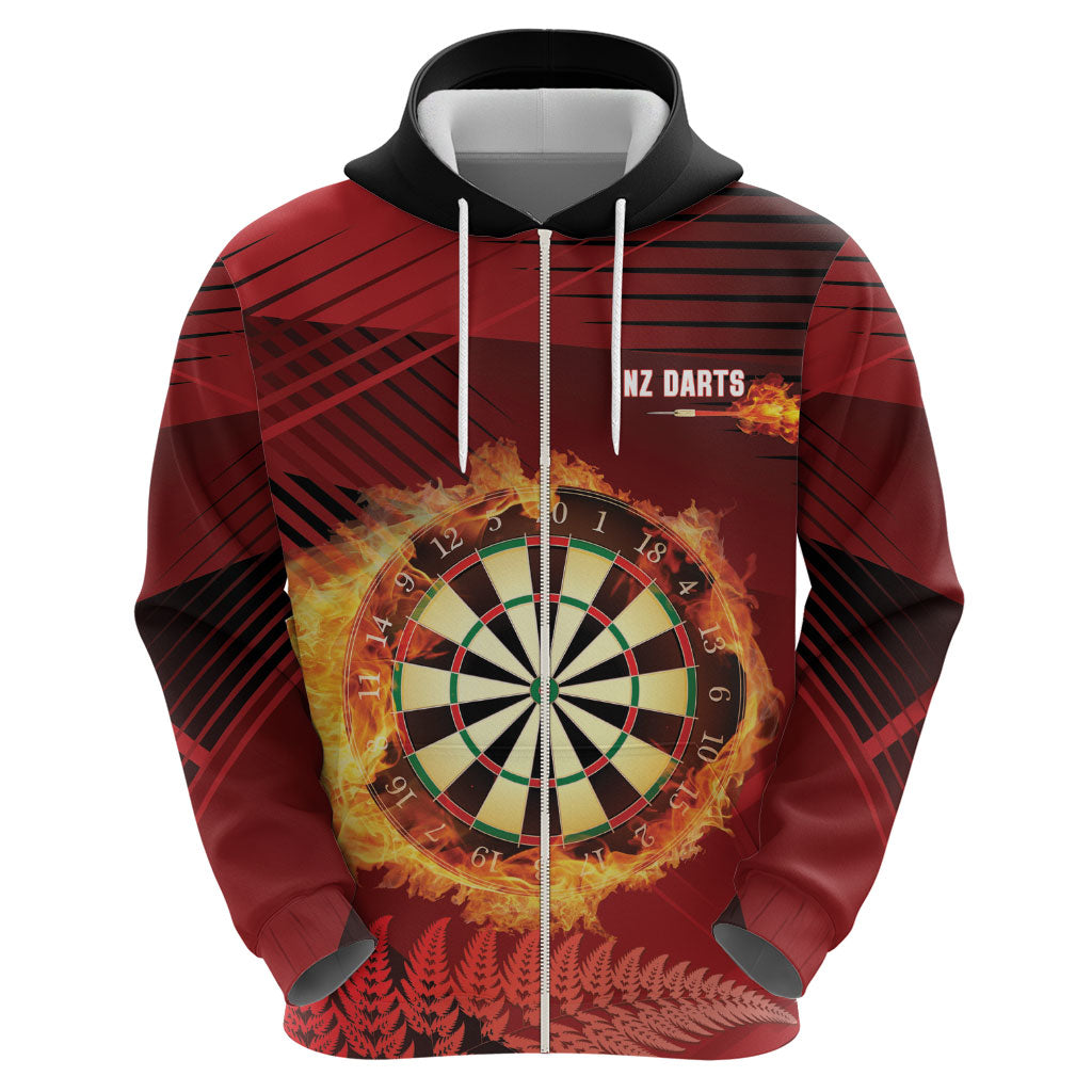 Personalised Darts New Zealand Hoodie Silver Fern Red Color LT22 - Polynesian Pride